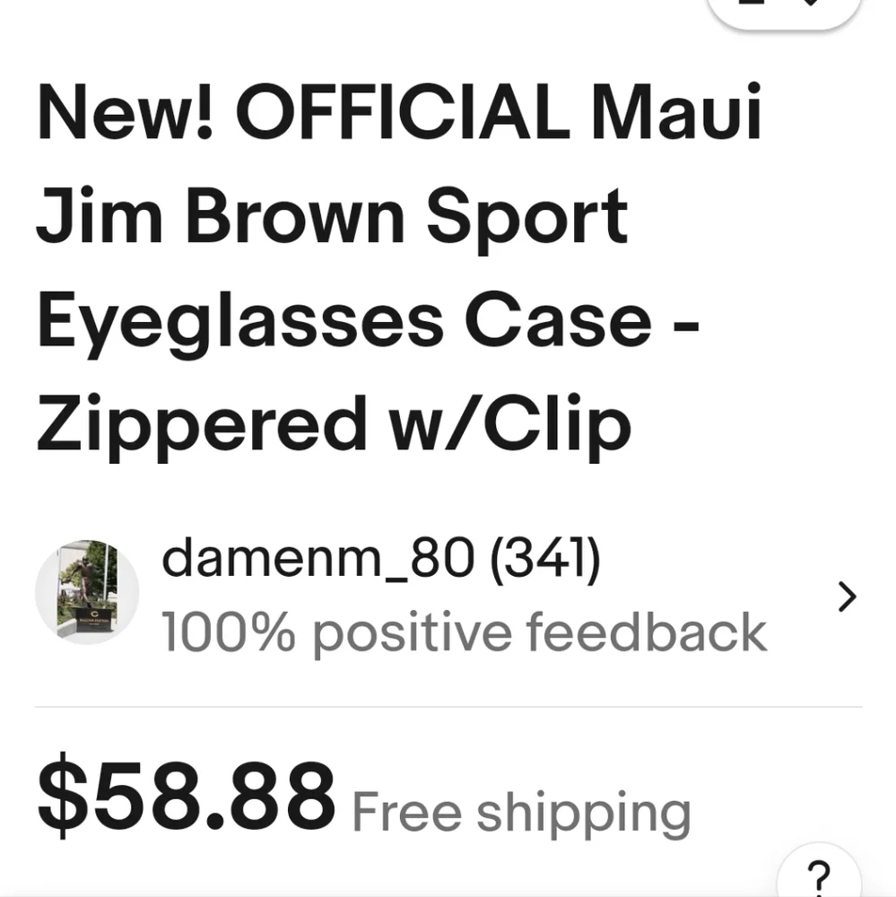Maui Jim Semi-Hard Sunglasses Case Zip w/caribiner attached - LIKE NEW!